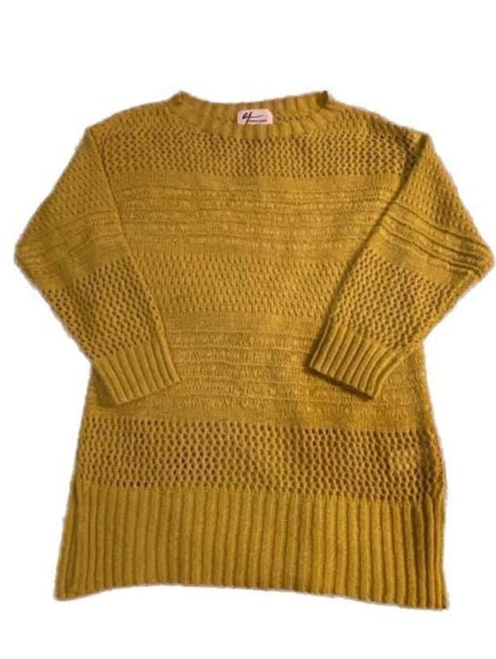 Andrea Jovine Women's Size M Yellow Open Knit Sweater